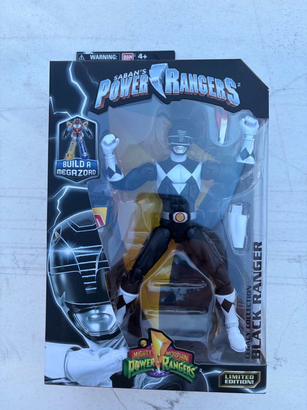 Power Ranger Mighty Morphin Black Ranger Action Figure - Black & White